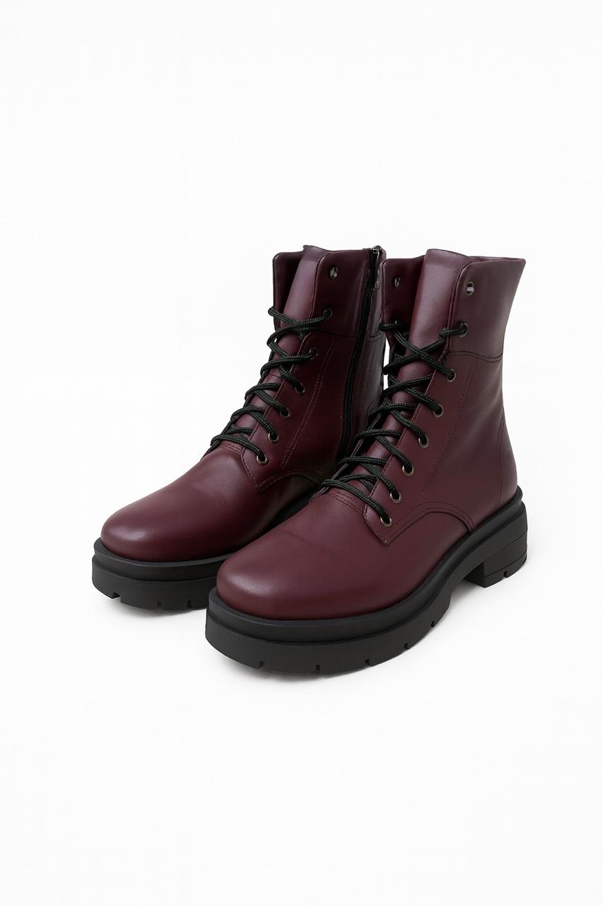 Burgundy Combat Boots