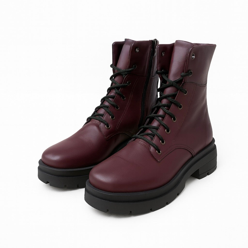 Burgundy Combat Boots