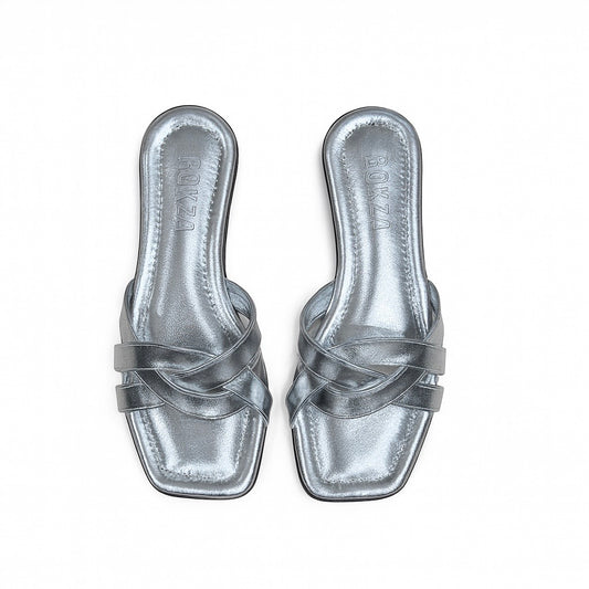 Silver Braided cross sandal