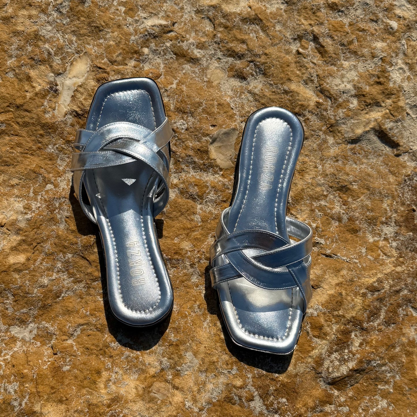 Silver Braided cross sandal