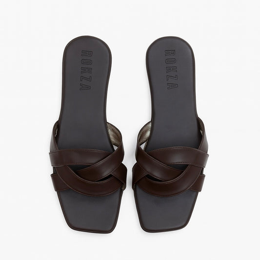 Brown Braided cross sandal