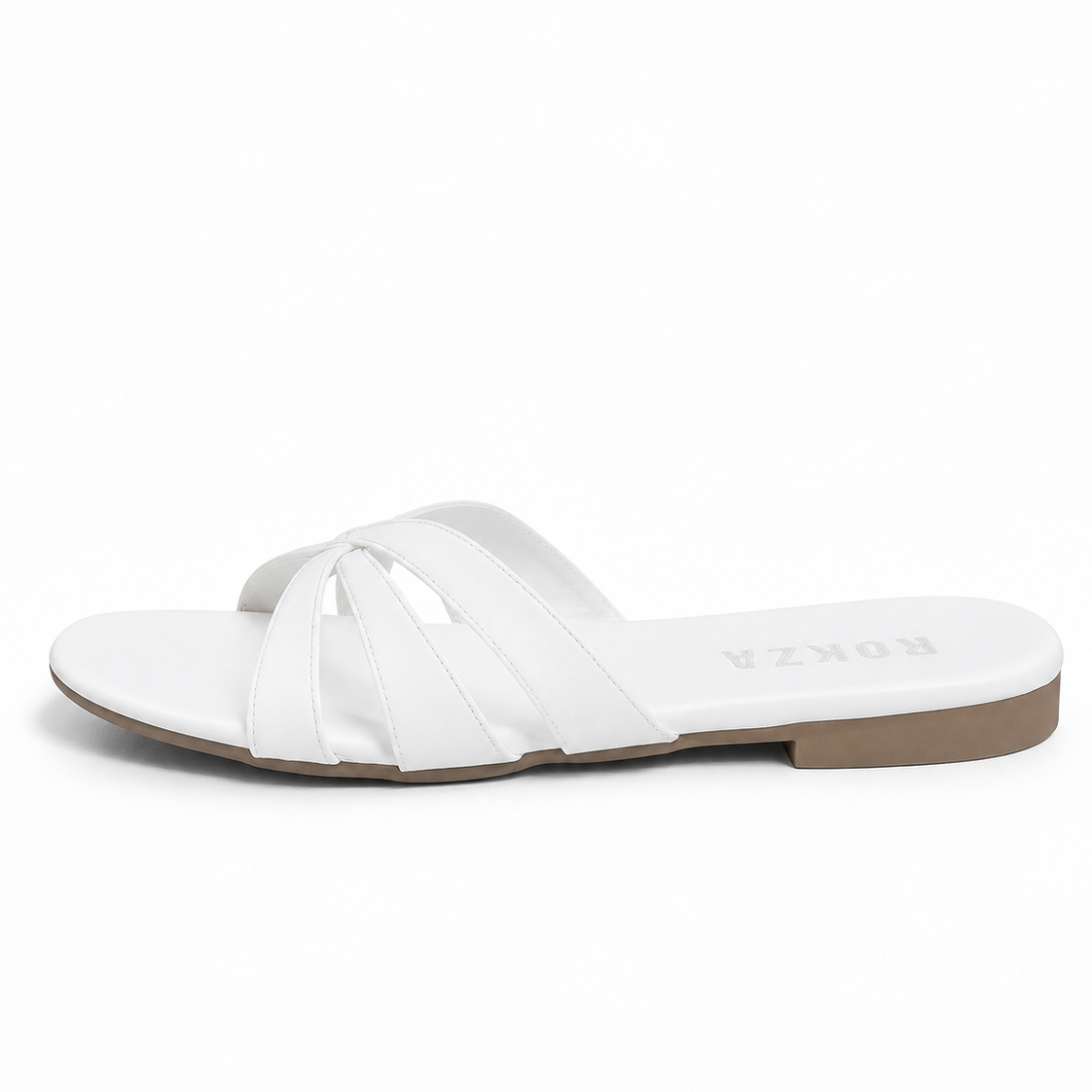 White Curved cross sandal