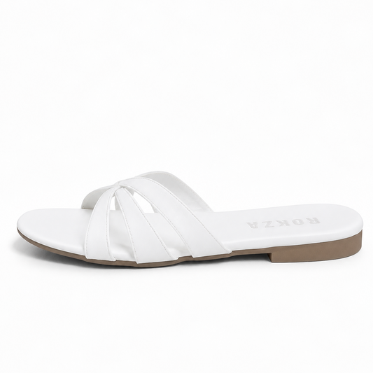 White Curved cross sandal