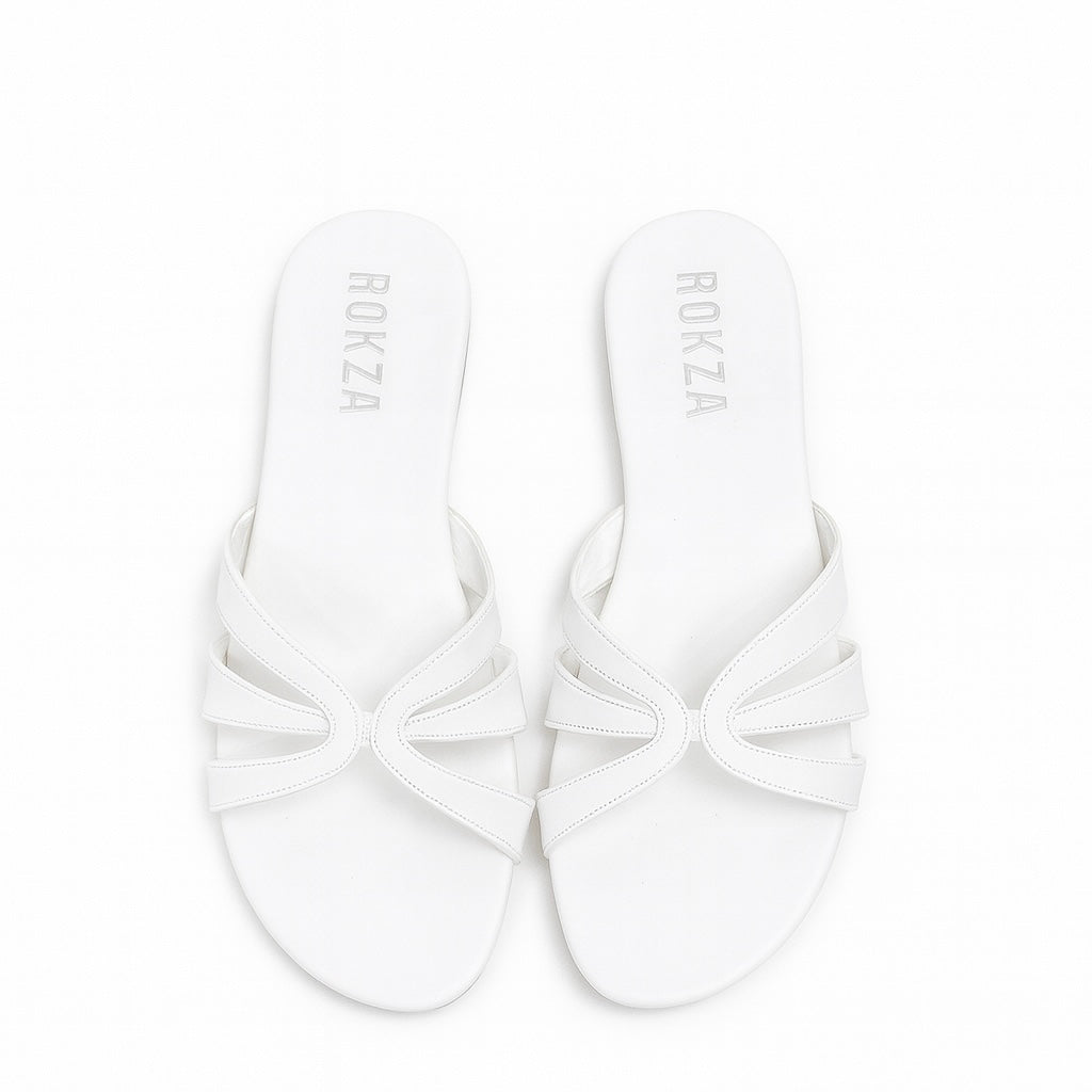 White Curved cross sandal