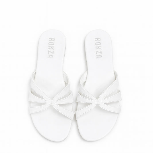 White Curved cross sandal