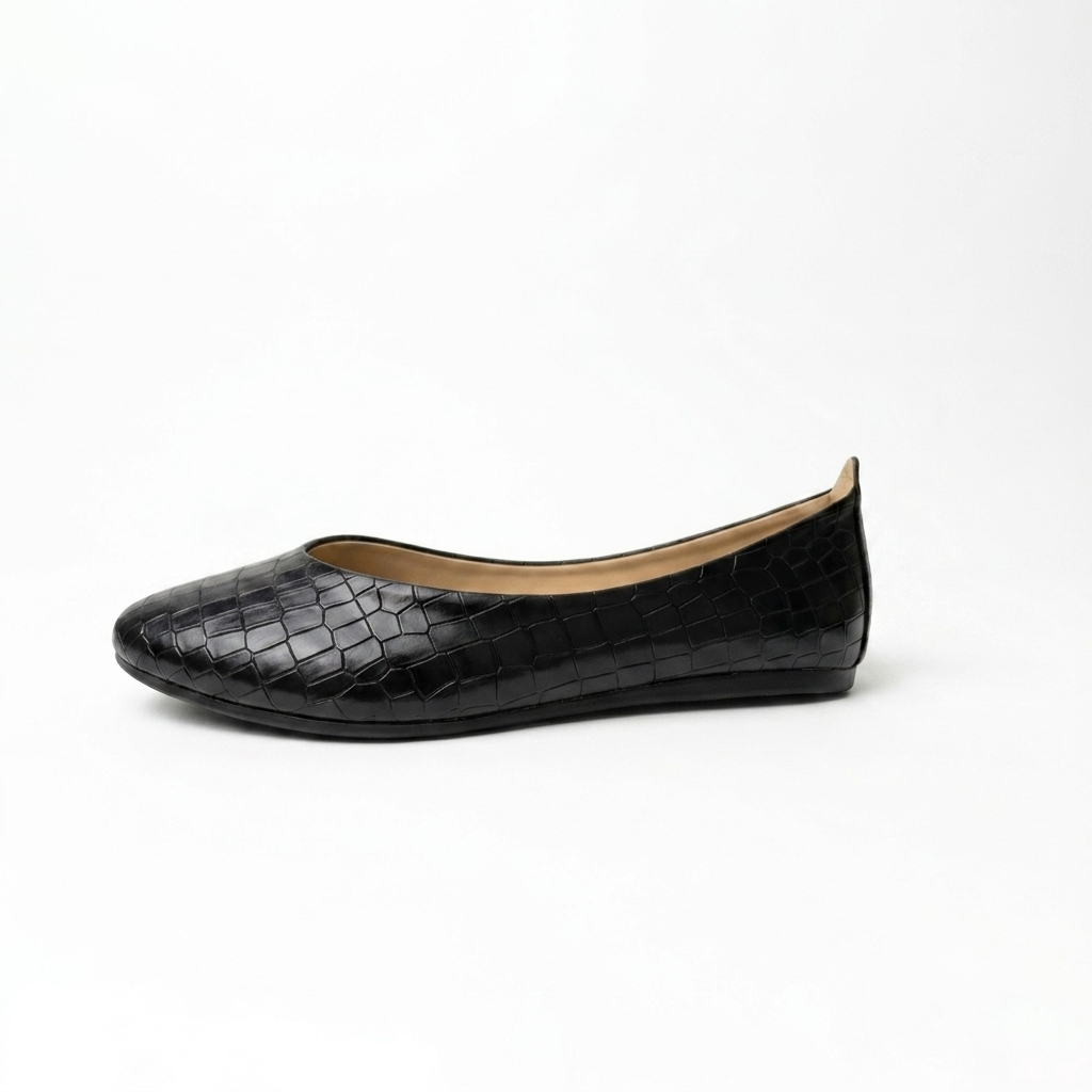 Noir Croc Flats