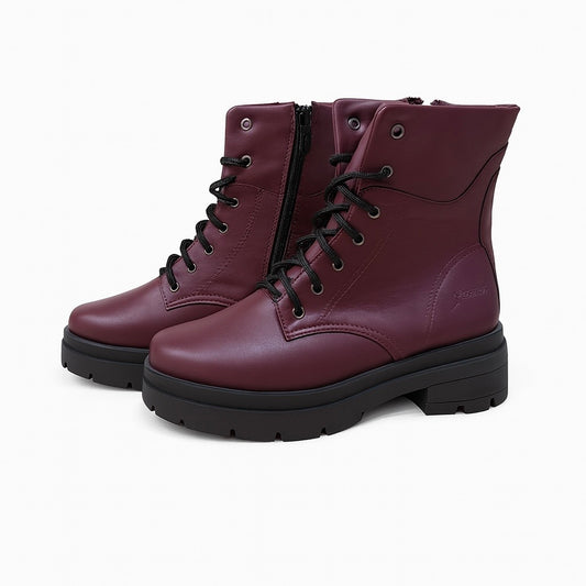Burgundy Combat Boots