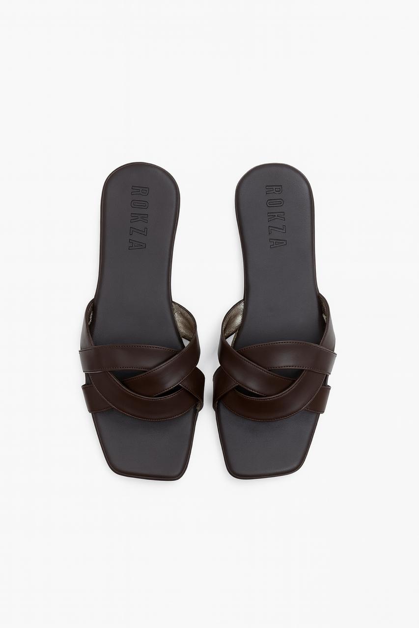 Brown Braided cross sandal