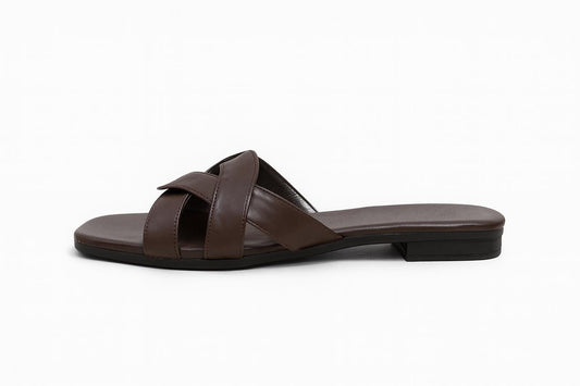 Brown Braided cross sandal