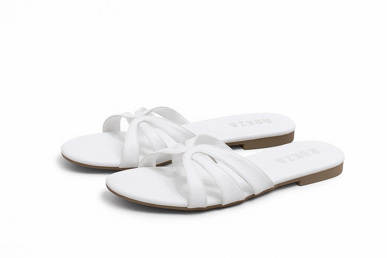 White Curved cross sandal