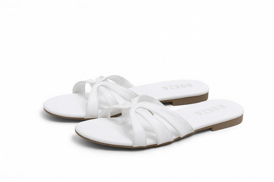 White Curved cross sandal