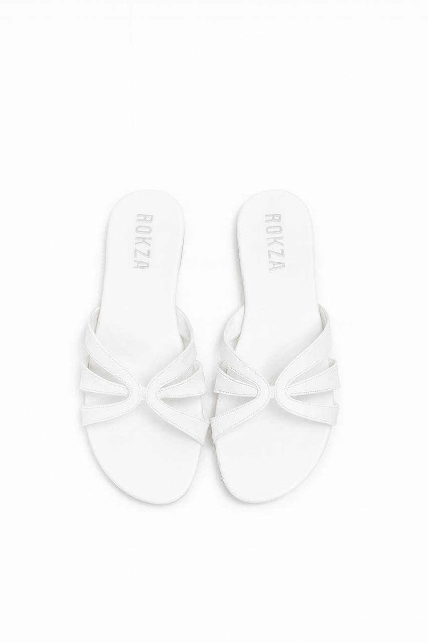White Curved cross sandal