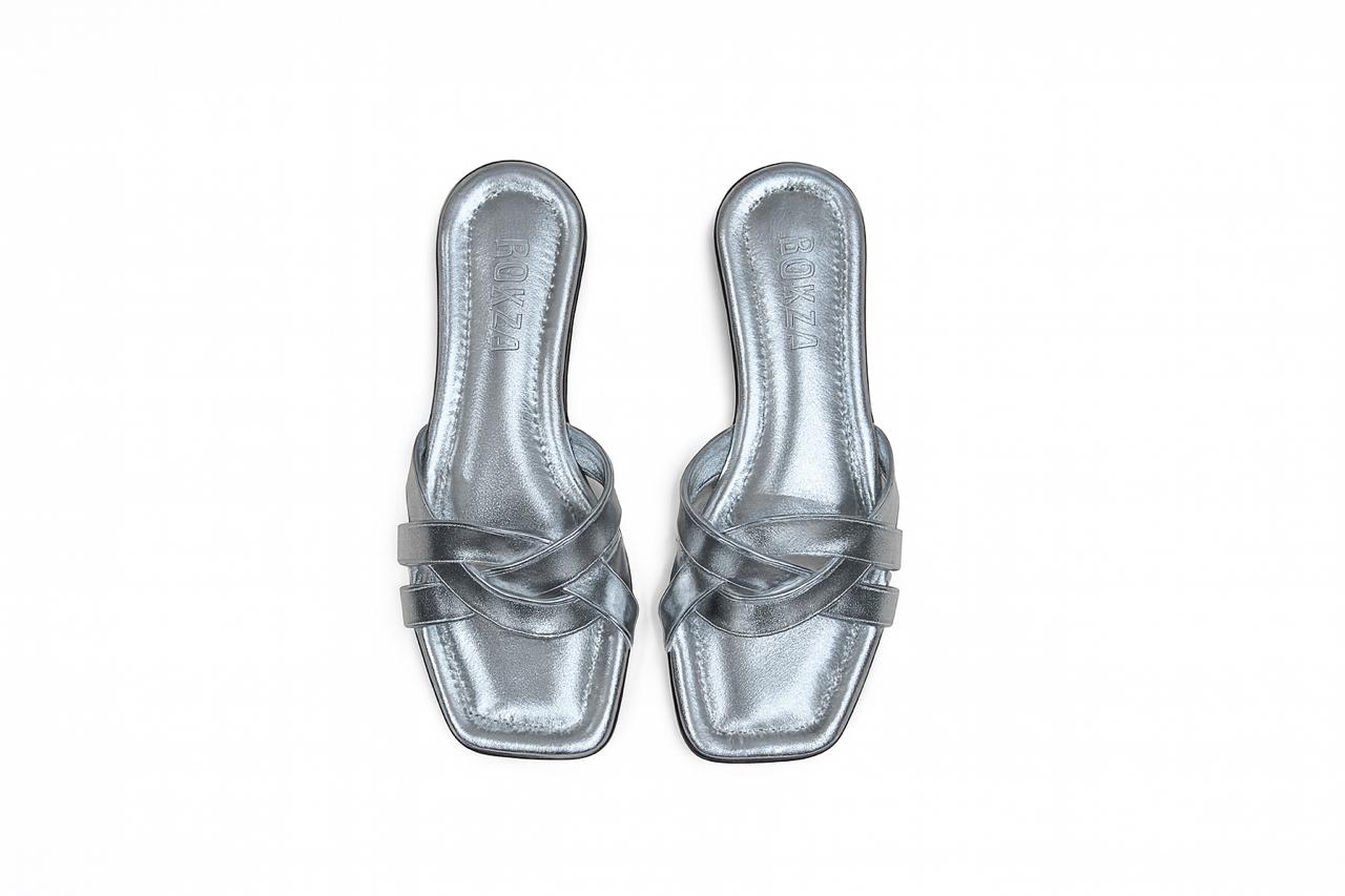 Silver Braided cross sandal