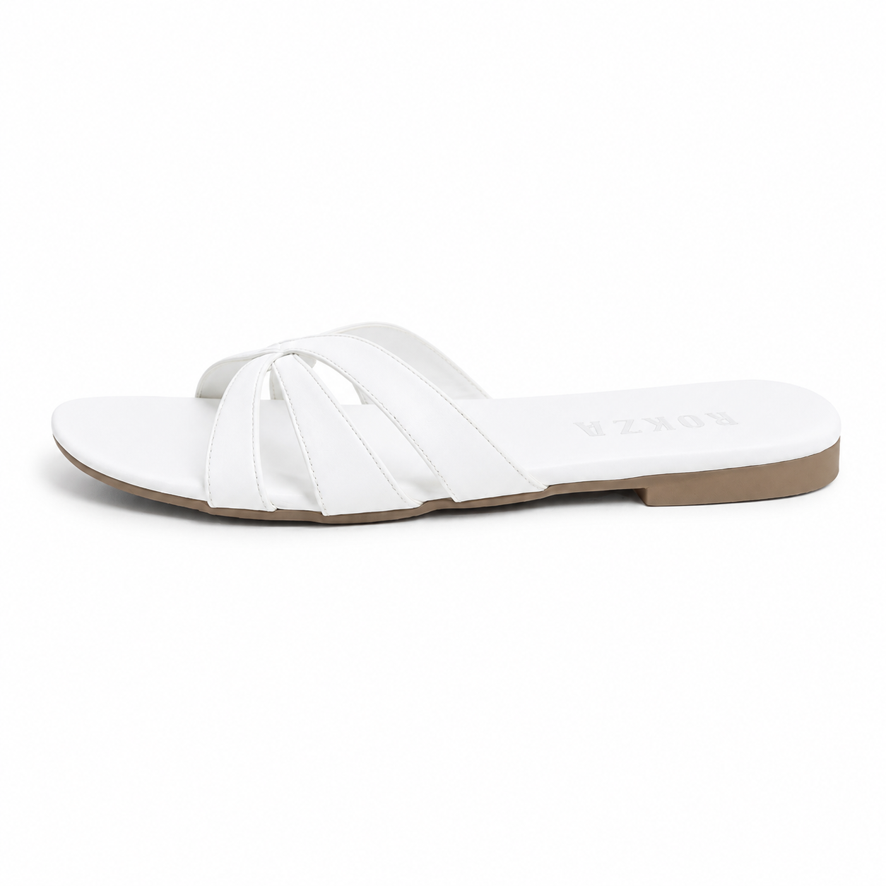 White Curved cross sandal
