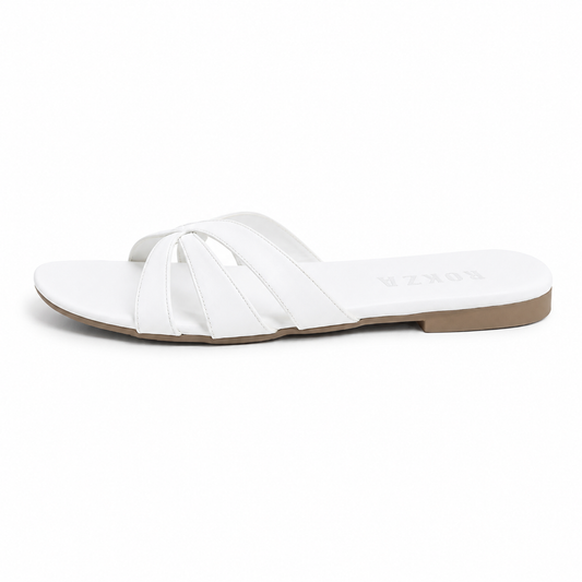 White Curved cross sandal