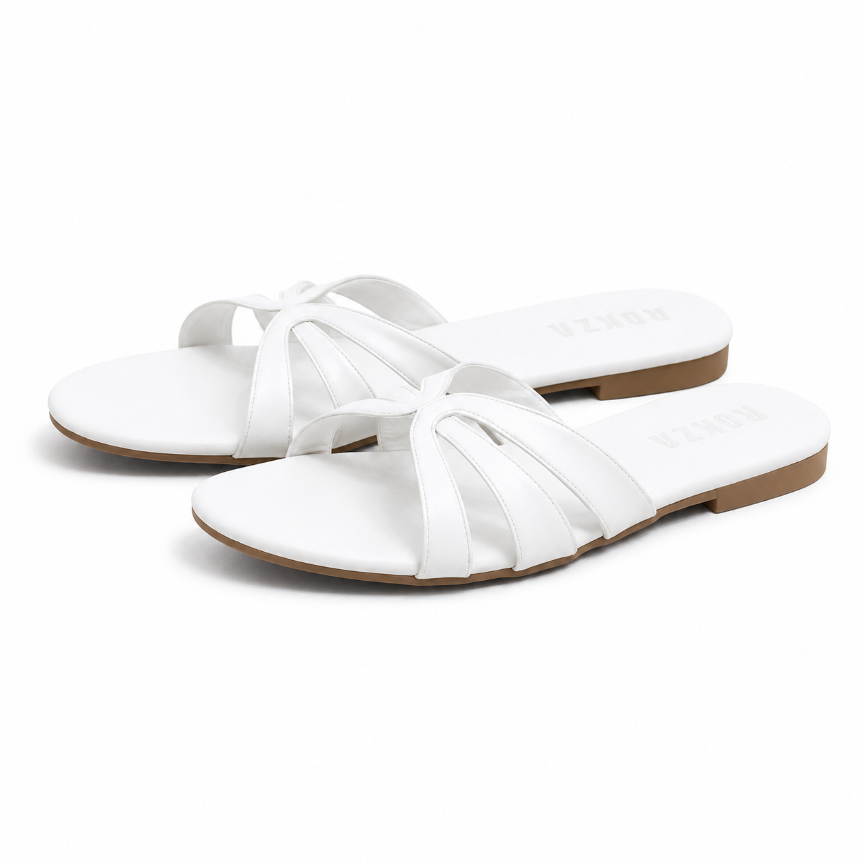 White Curved cross sandal