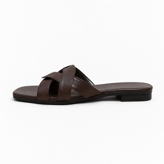Brown Braided cross sandal