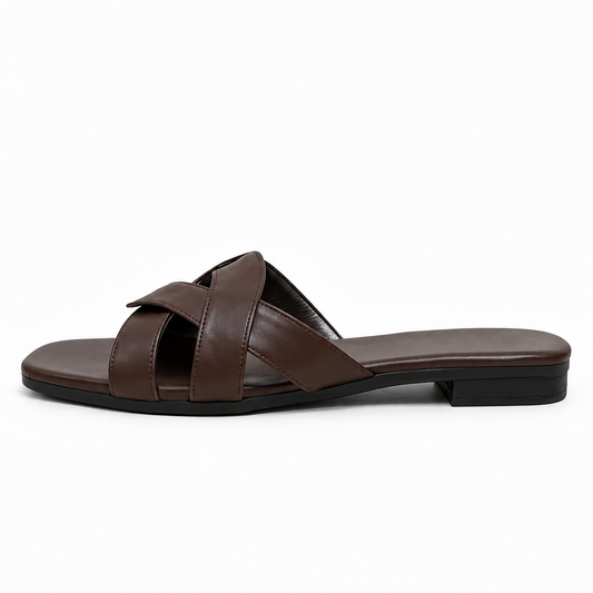 Brown Braided cross sandal