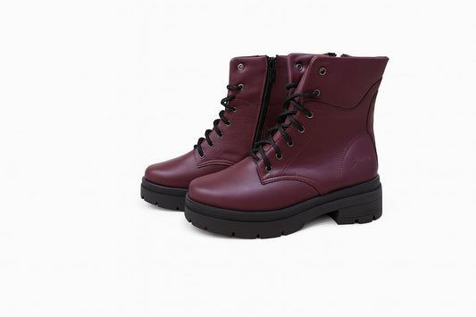 Burgundy Combat Boots